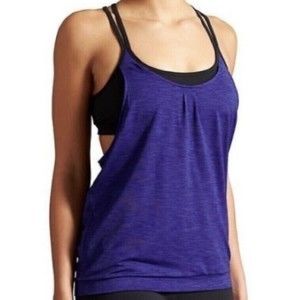 Athleta Women's Mesh Energize Blue Tank Top With Built In Bra Size S